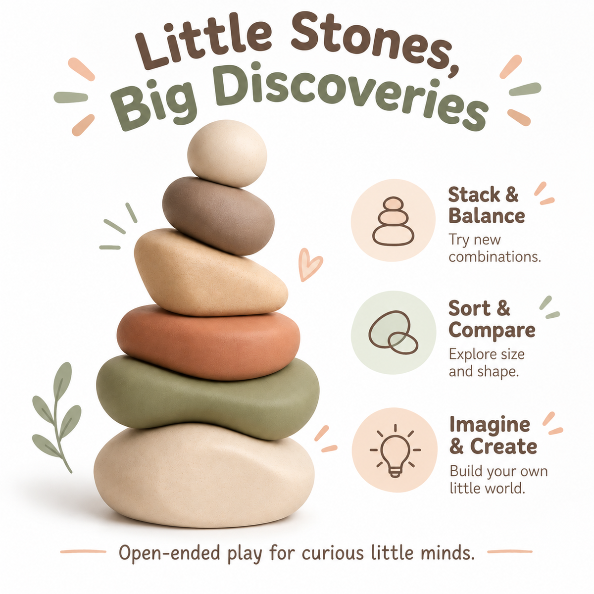 Minimalist Pebble Stacking Toy Set