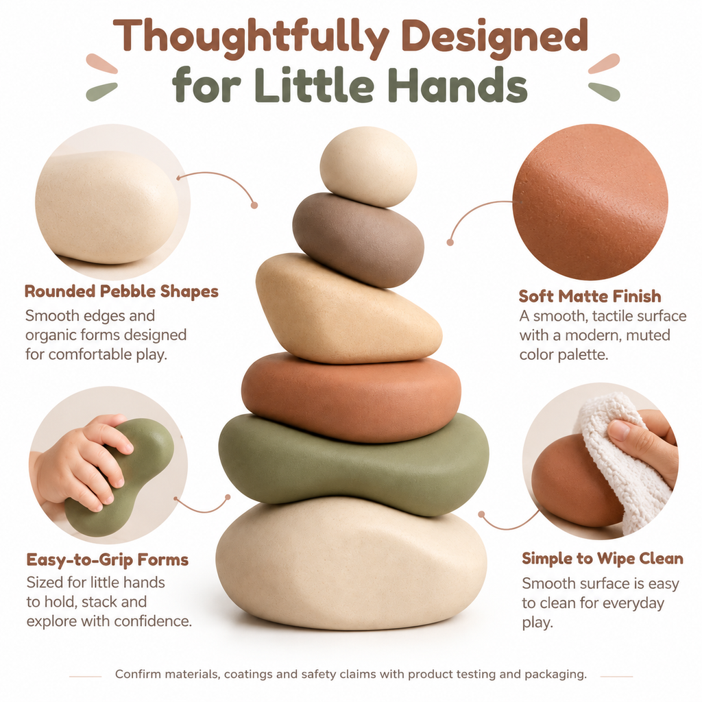 Minimalist Pebble Stacking Toy Set