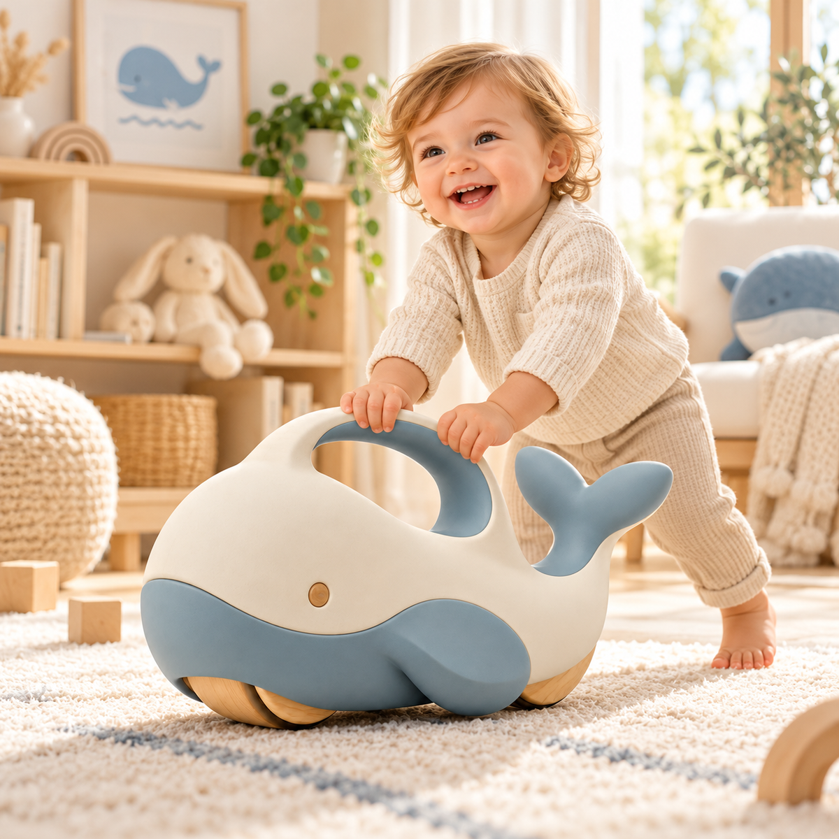 Wooden Whale Push Toy