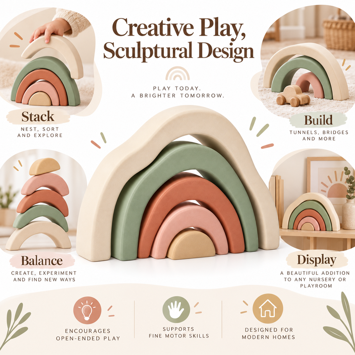 Wooden Rainbow Stacking Toy
