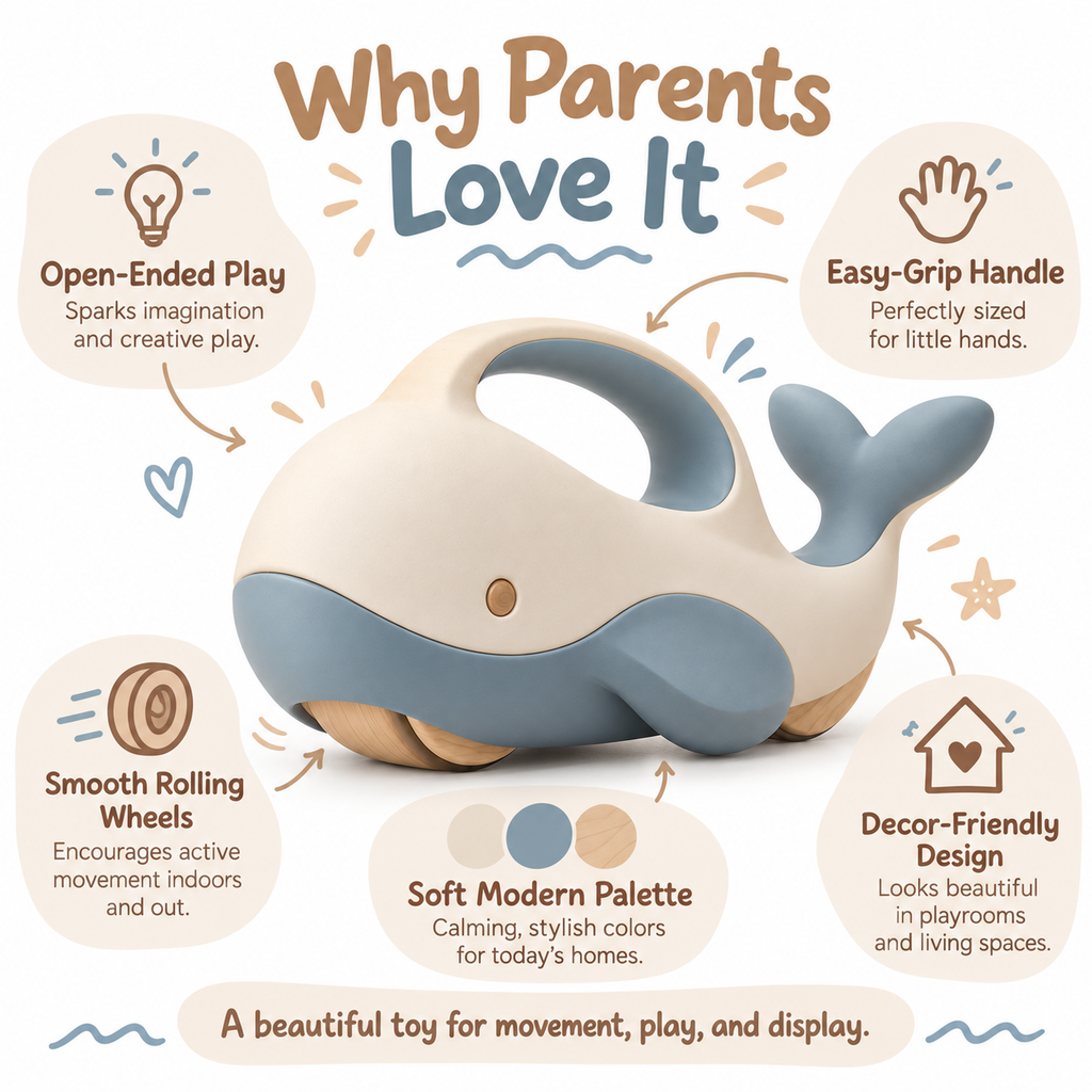 Wooden Whale Push Toy