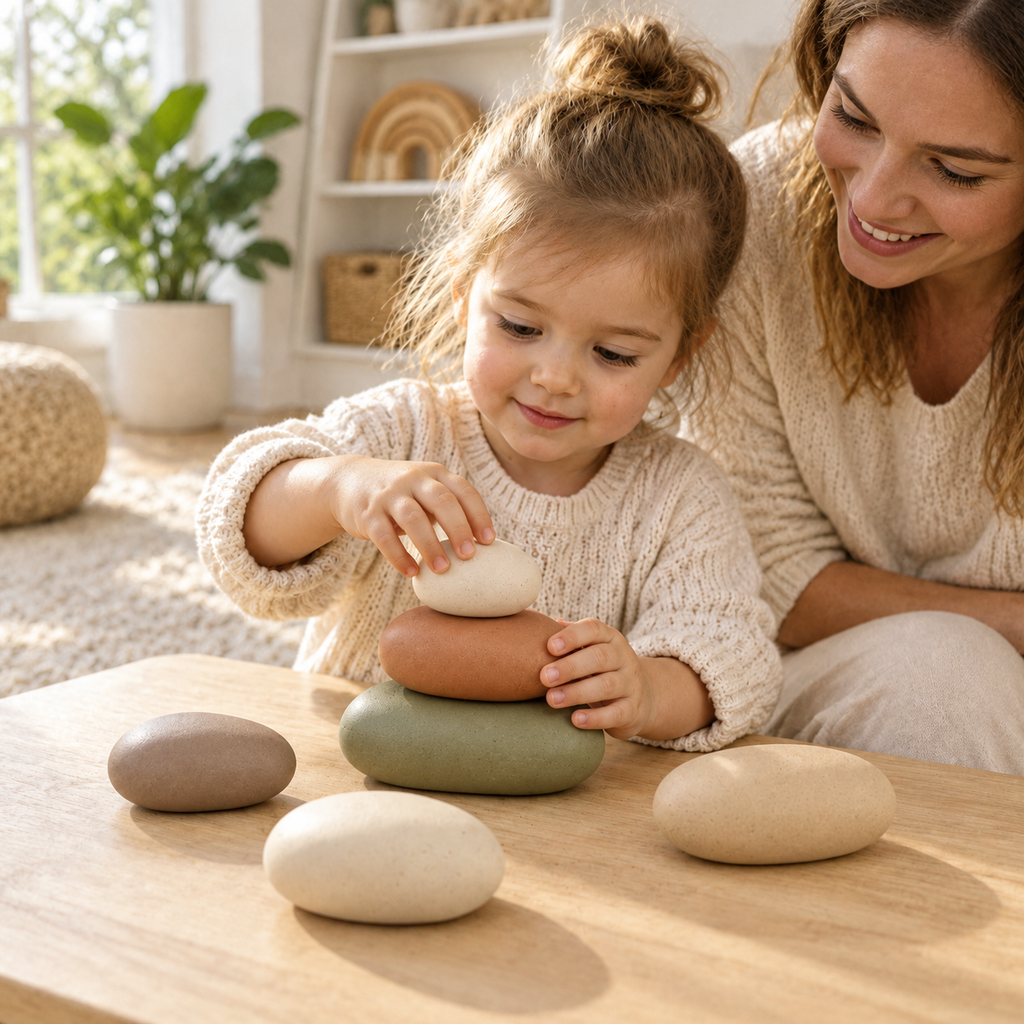 Minimalist Pebble Stacking Toy Set